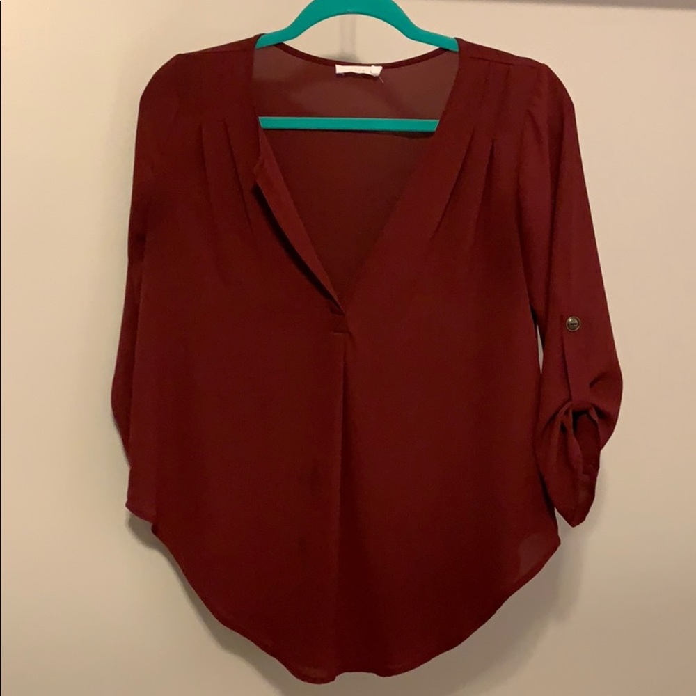 Maroon Split Neck Blouse - image 1